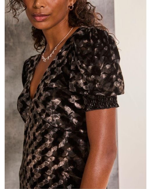 FatFace Brown Fatface Mia Hammered Velvet Midi Dress