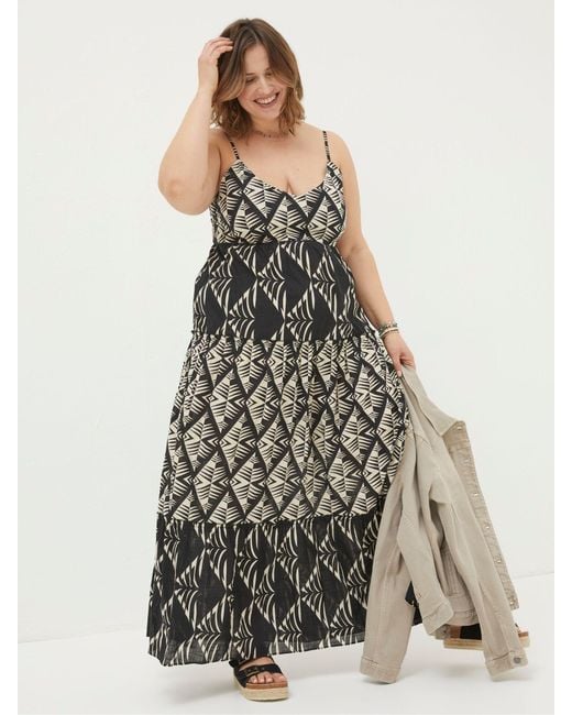 FatFace White Fatface Marnie Mono Geo Beach Dress