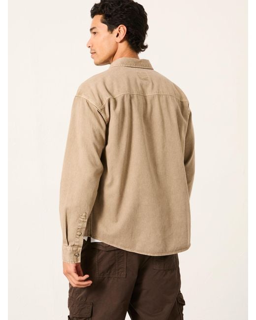 FatFace Natural Fatface Long Sleeve Relaxed Fit Garment Dye Utility Shirt for men
