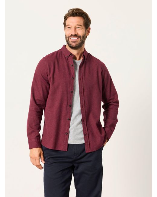 FatFace Red Fatface Tadwick Long Sleeve Brushed Shirt for men