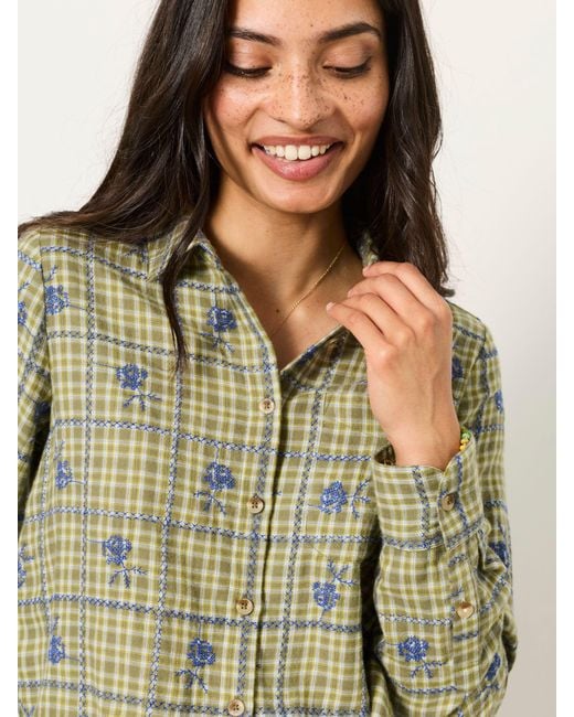 FatFace Green Fatface Olivia Petite Embroidered Shirt