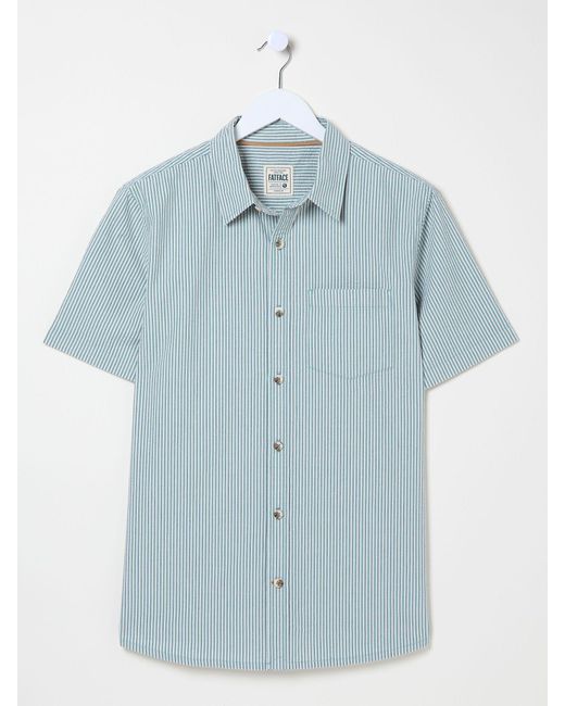 FatFace Blue Fatface Short Sleeve Markham Stripe Shirt for men