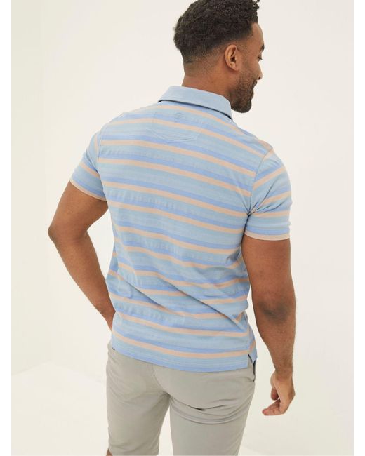 FatFace Blue Fatface Harlyn Textured Stripe Polo Shirt for men