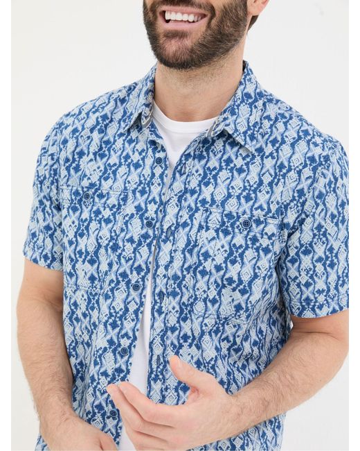 FatFace Blue Fatface Ikat Print Shirt for men
