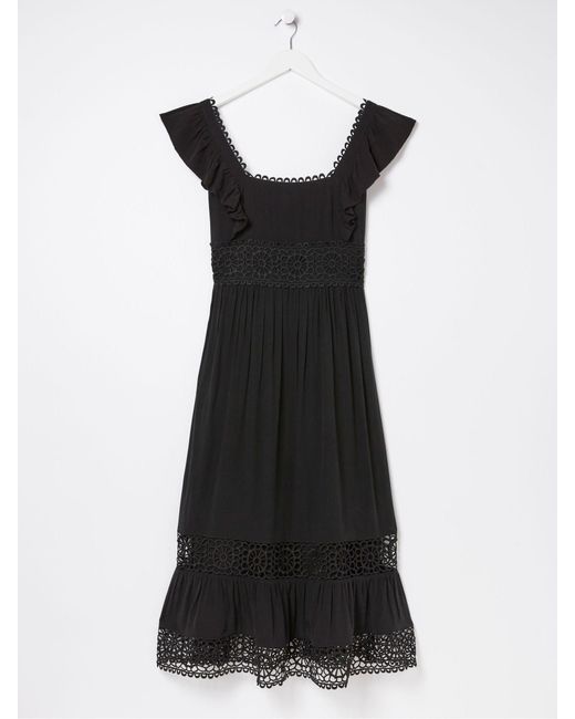 FatFace Natural Fatface Hibiscus Lace Midi Dress