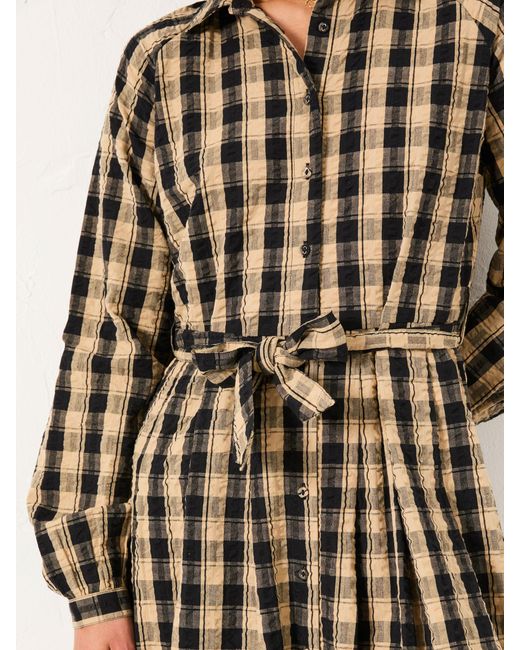 FatFace Black Fatface Ally Petite Check Shirt Dress