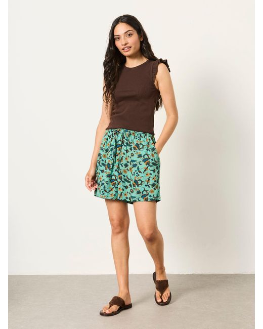 FatFace Green Fatface Anna Tropical Longline Shorts