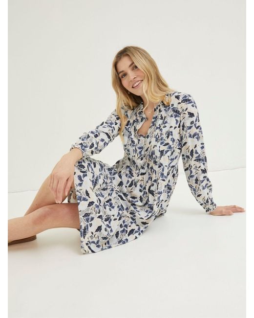 FatFace Natural Fatface Neema Batik Flowers Dress