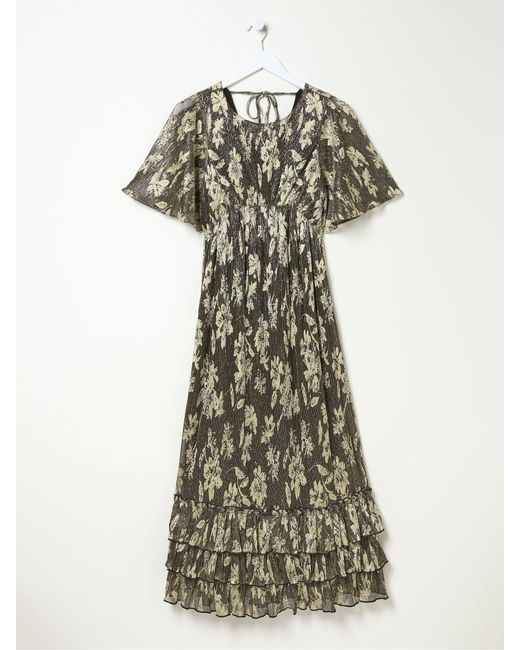 FatFace Brown Fatface Lucia Foil Plisse Maxi Dress
