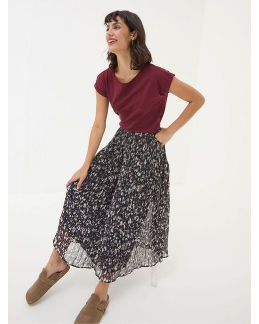 FatFace Brown Fatface Paignton Pleated Midi Skirt