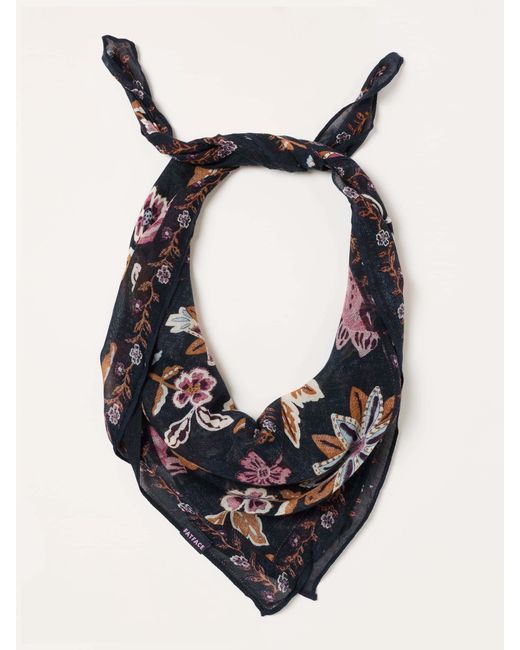 FatFace Black Vintage Floral Printed Square Scarf