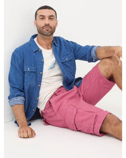 FatFace Pink Fatface Breakyard Cargo Shorts for men