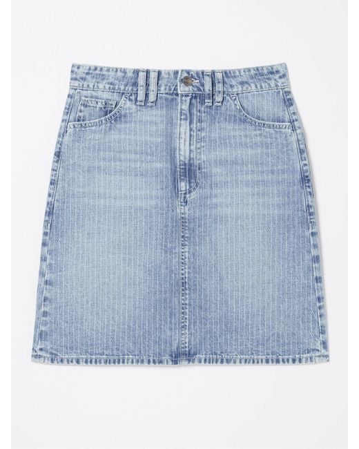 FatFace Blue Fatface Athena Stripe Denim Skirt