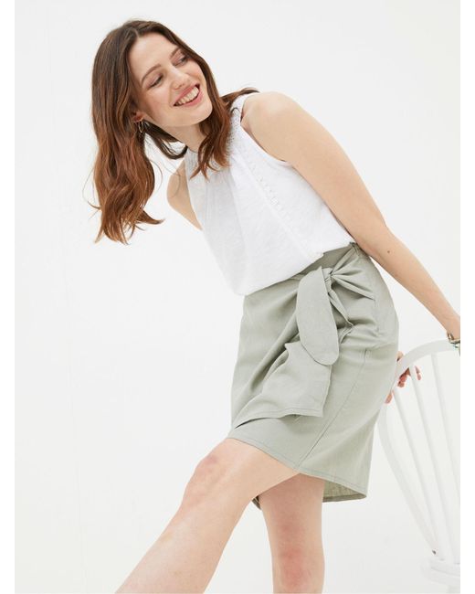 FatFace Green Fatface Mia Linen Blend Skirt