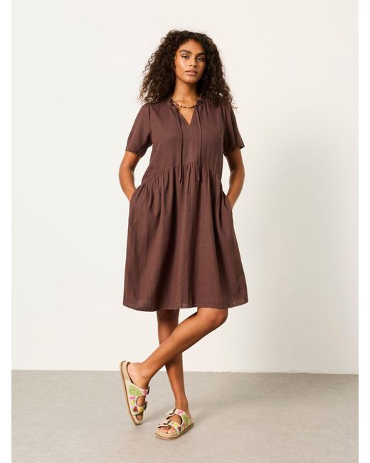 FatFace Brown Fatface Immy Petite Linen Dress