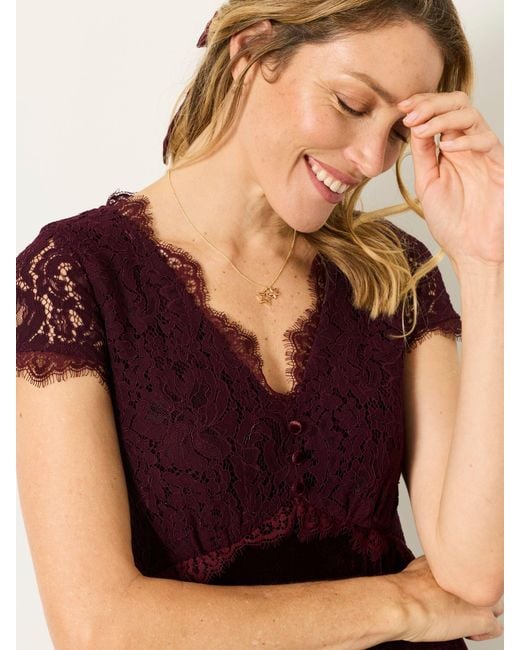 FatFace Brown Fatface Thea Velvet And Lace Dress