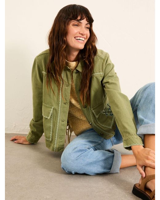 FatFace Green Fatface Grace Petite Embroidered Jacket
