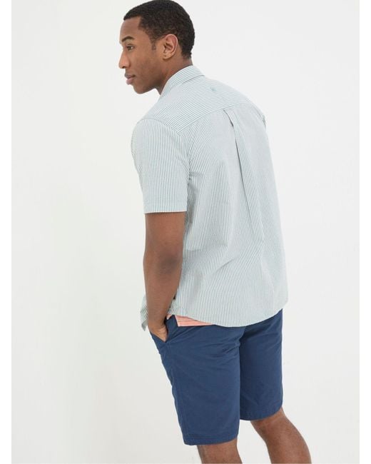 FatFace Blue Fatface Short Sleeve Markham Stripe Shirt for men