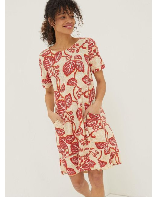 FatFace White Fatface Simone Vine Jersey Dress