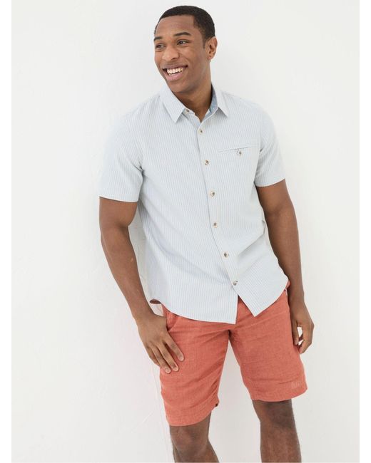 FatFace White Fatface Whaley Stripe Shirt for men