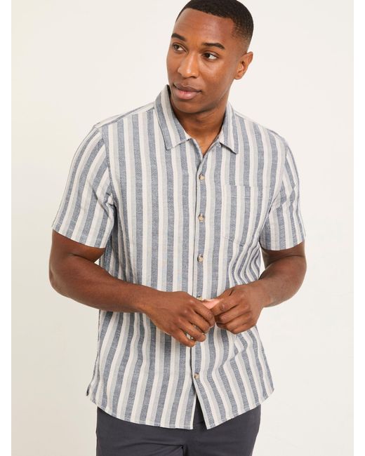 FatFace Gray Fatface Short Sleeve Stripe Shirt for men
