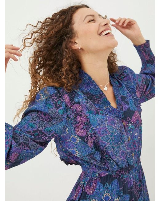 FatFace Blue Fatface Darcey Mosaic Geo Dress