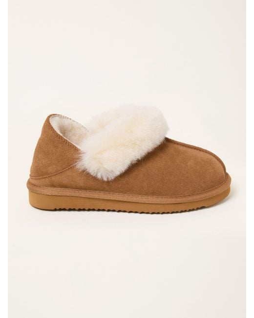 FatFace Natural Fatface Sheepskin Fold Down Slipper