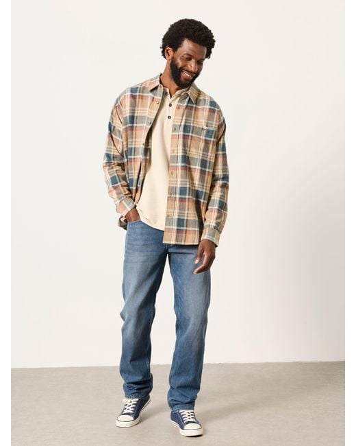 FatFace Natural Fatface Vassa Long Sleeve Relaxed Fit Check Shirt for men