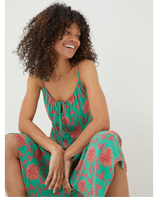 FatFace Green Fatface Ariel Bali Blooms Midi Dress