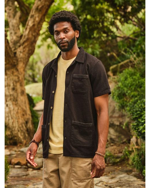 FatFace Green Fatface Short Sleeve 3 Pocket Textured Fabric Shirt for men