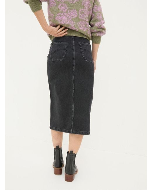 FatFace Gray Fatface Darna Denim Midi Skirt