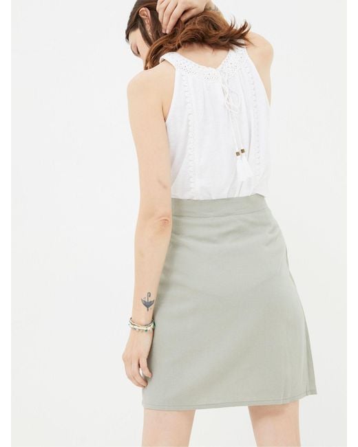 FatFace Green Fatface Mia Linen Blend Skirt