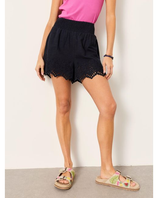 FatFace Black Fatface Mae Broderie Shorts