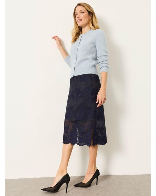 FatFace Blue Fatface Sara Lace Midi Skirt