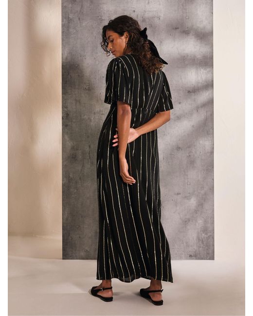 FatFace Brown Fatface Iris Metallic Maxi Dress