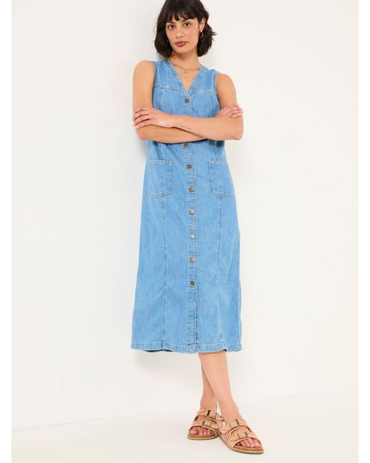 FatFace Blue Fatface Denim 100% Cotton Shift Dress