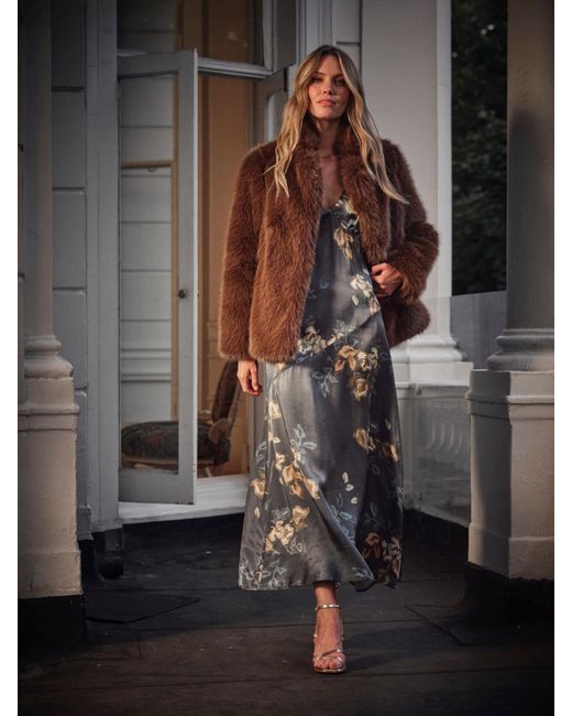 FatFace Gray Fatface Celeste Faux Fur Coat