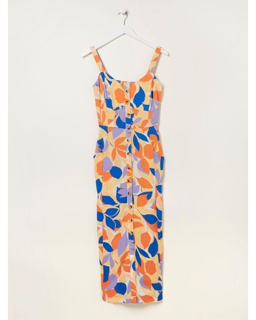 FatFace Blue Fatface Corey Stencil Floral Midi Dress