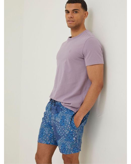 FatFace Blue Fatface Trevose Patchwork Swim Shorts for men