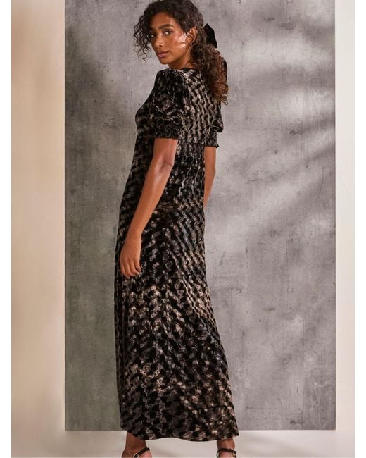 FatFace Brown Fatface Mia Hammered Velvet Midi Dress