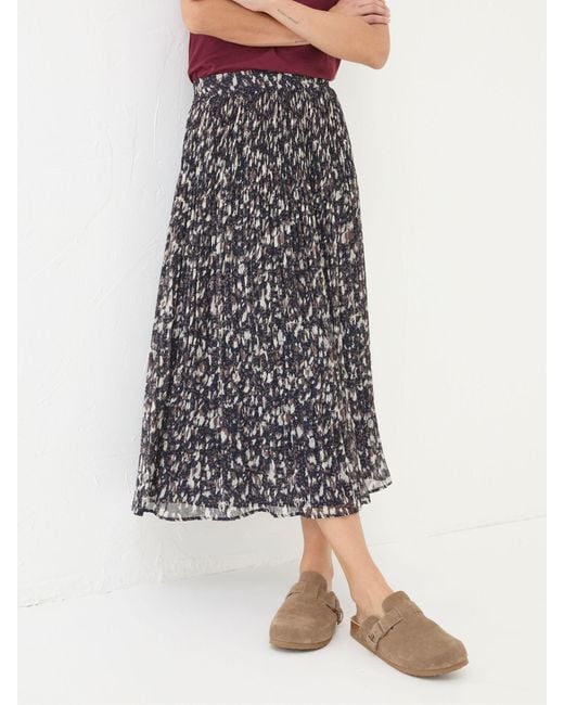 FatFace Brown Fatface Paignton Pleated Midi Skirt
