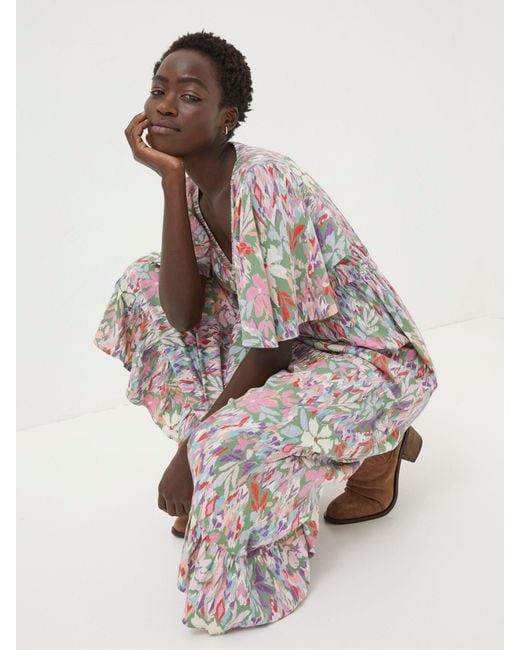 FatFace Green Fatface Grace Expressive Floral Midi Dress