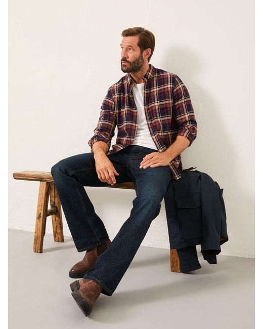 FatFace Blue Fatface Alford Long Sleeve Check Shirt for men