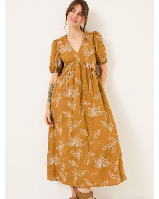FatFace Yellow Fatface Remi Midi Dress