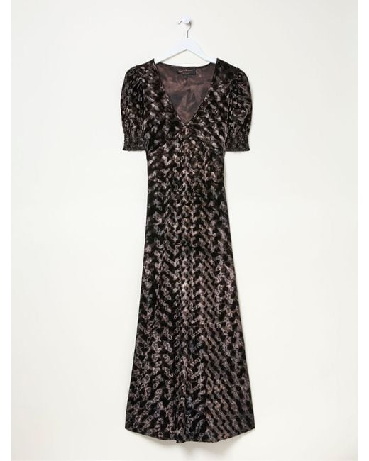 FatFace Brown Fatface Mia Hammered Velvet Midi Dress