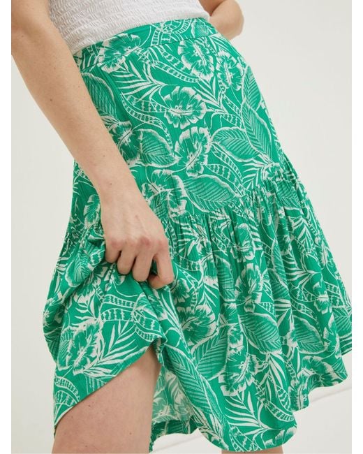 FatFace Green Fatface Remy Tropical Leaf Skirt