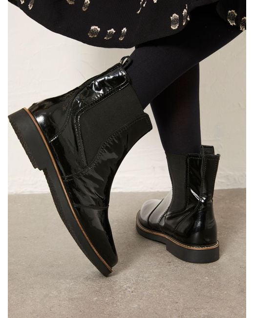 FatFace Black Fatface Patent Chelsea Ankle Boots