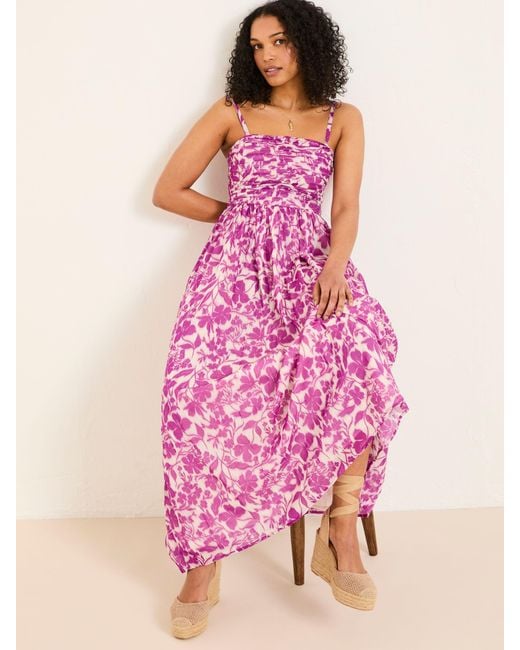 FatFace Pink Fatface Flora Strapless Printed Floral Dress