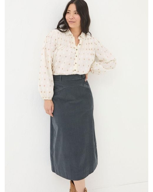 FatFace Blue Fatface Leigh Cord Midi Skirt
