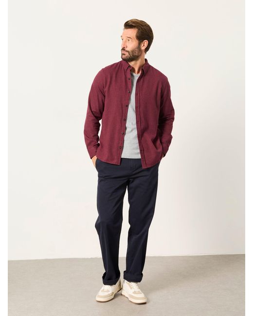 FatFace Red Fatface Tadwick Long Sleeve Brushed Shirt for men
